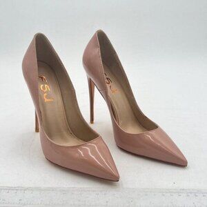 FSJ Nude Pointed Toe Pumps High Heel Sexy Stilettos Slip On Office Cute Shoes